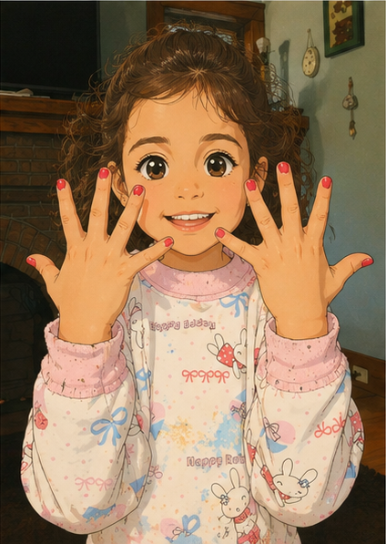 Scarlett showing painted nails