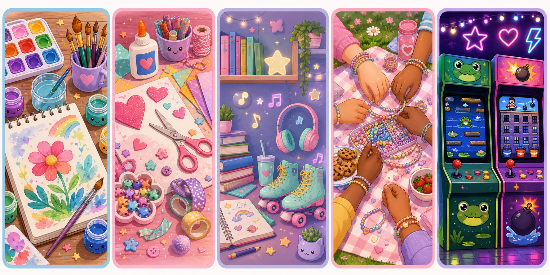 Illustrated hobbies panel